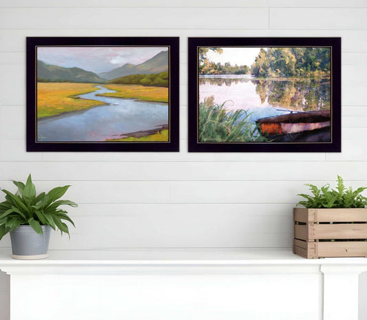 Set Of Two Serene Water 3 Black Framed Print Wall Art - Homeroots - Flyclothing LLC