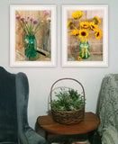 Set Of Two Country Sunflowers and Chives 1 White Framed Print Wall Art - Homeroots - Flyclothing LLC
