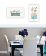 Set Of Two Floral Pumpkins 1 White Framed Print Wall Art - Homeroots - Flyclothing LLC