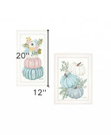 Set Of Two Floral Pumpkins 2 White Framed Print Wall Art - Homeroots - Flyclothing LLC