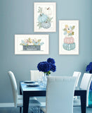 Set Of Three Floral Pumpkins 3 White Framed Print Wall Art - Homeroots - Flyclothing LLC