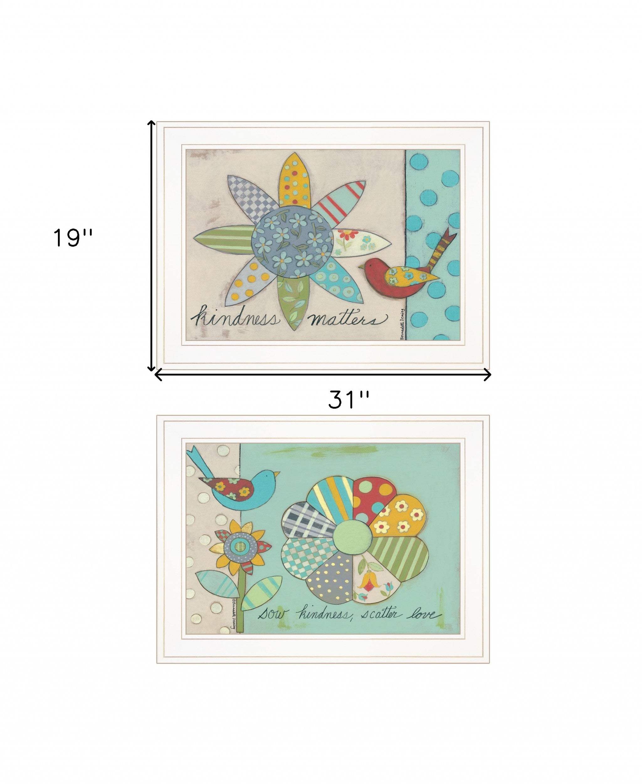 Set Of Two Kindness 1 White Framed Print Wall Art - Homeroots - Flyclothing LLC