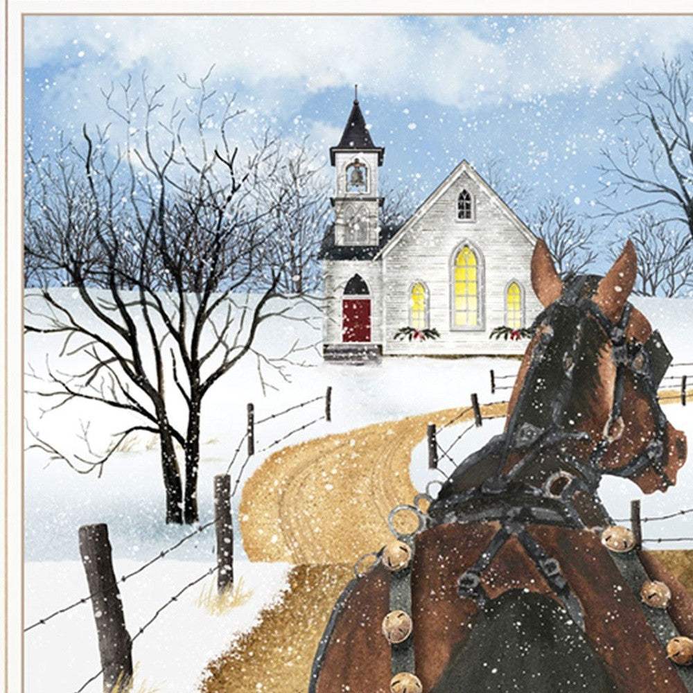 Set Of Two Sleigh Bells Ringing White Framed Print Wall Art - Homeroots - Flyclothing LLC