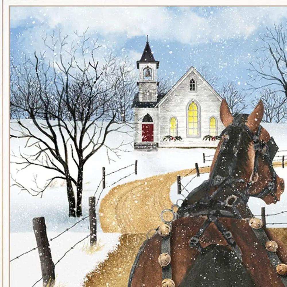 Set Of Two Sleigh Bells Ringing White Framed Print Wall Art - Homeroots - Flyclothing LLC