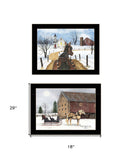 Set Of Two Sleigh Bells Ring 2 Black Framed Print Wall Art - Homeroots - Flyclothing LLC