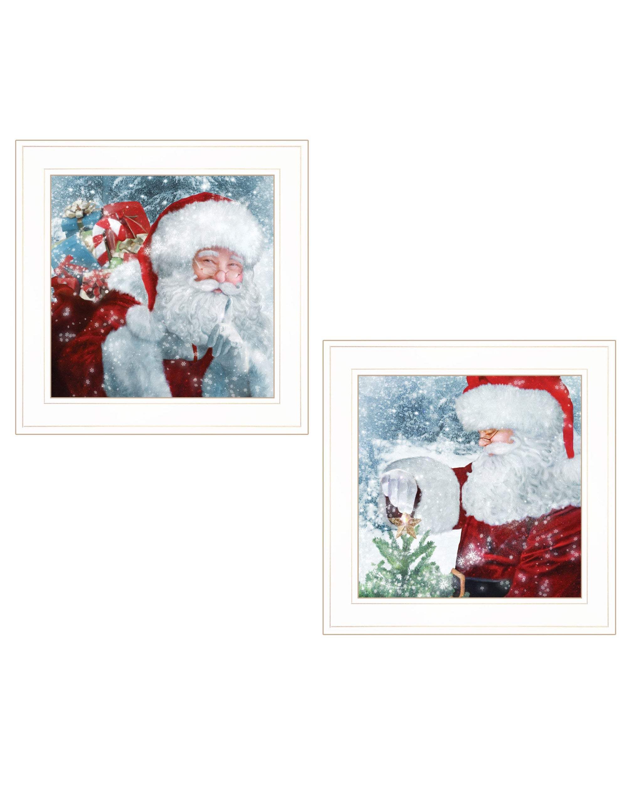 Set Of Two Santas Blessings 1 White Framed Print Wall Art - Homeroots - Flyclothing LLC