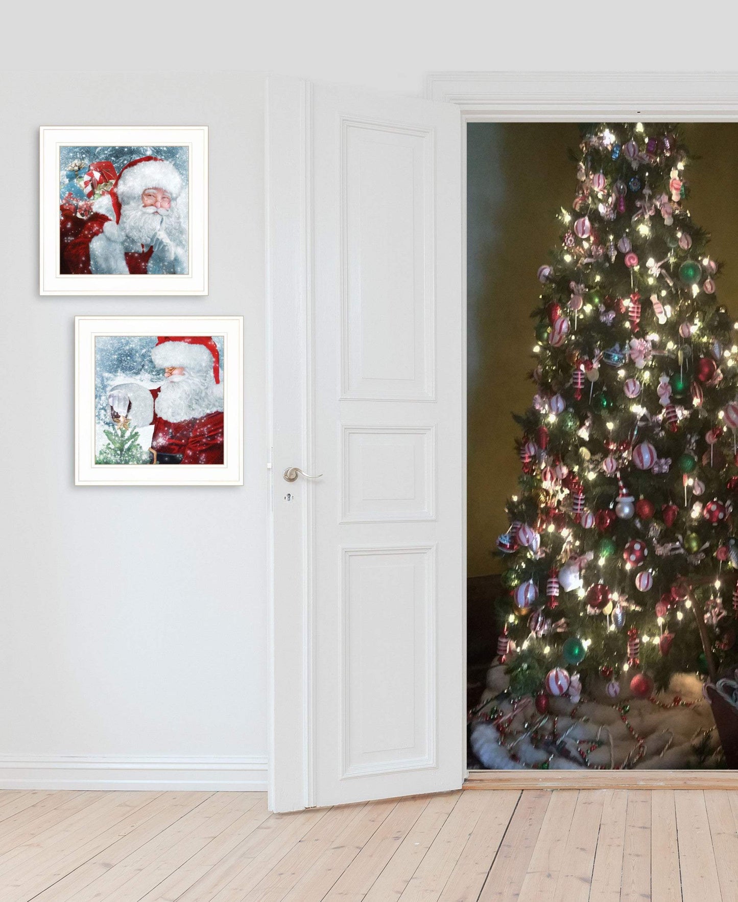 Set Of Two Santas Blessings 1 White Framed Print Wall Art - Homeroots - Flyclothing LLC