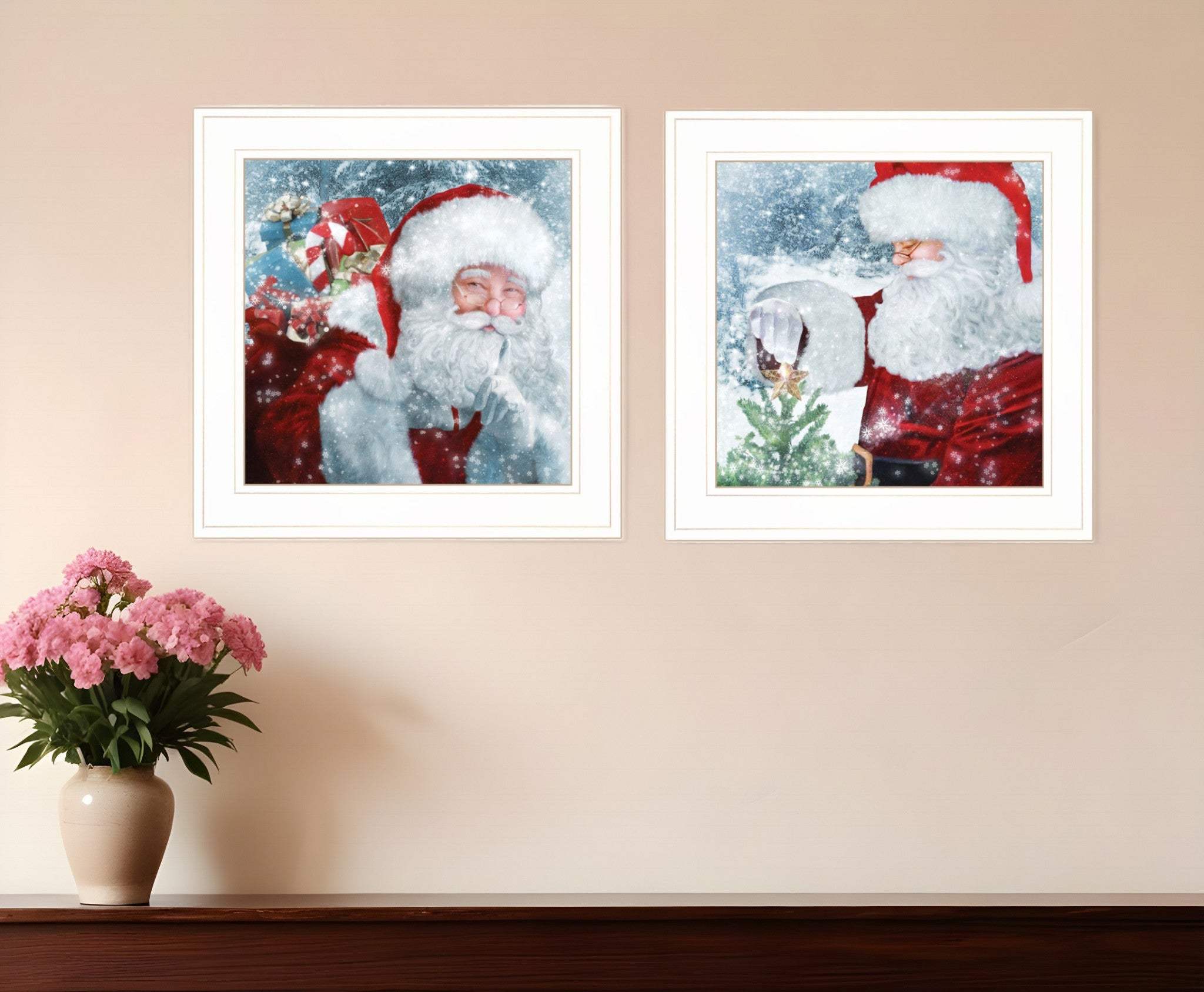 Set Of Two Santas Blessings 1 White Framed Print Wall Art - Homeroots - Flyclothing LLC