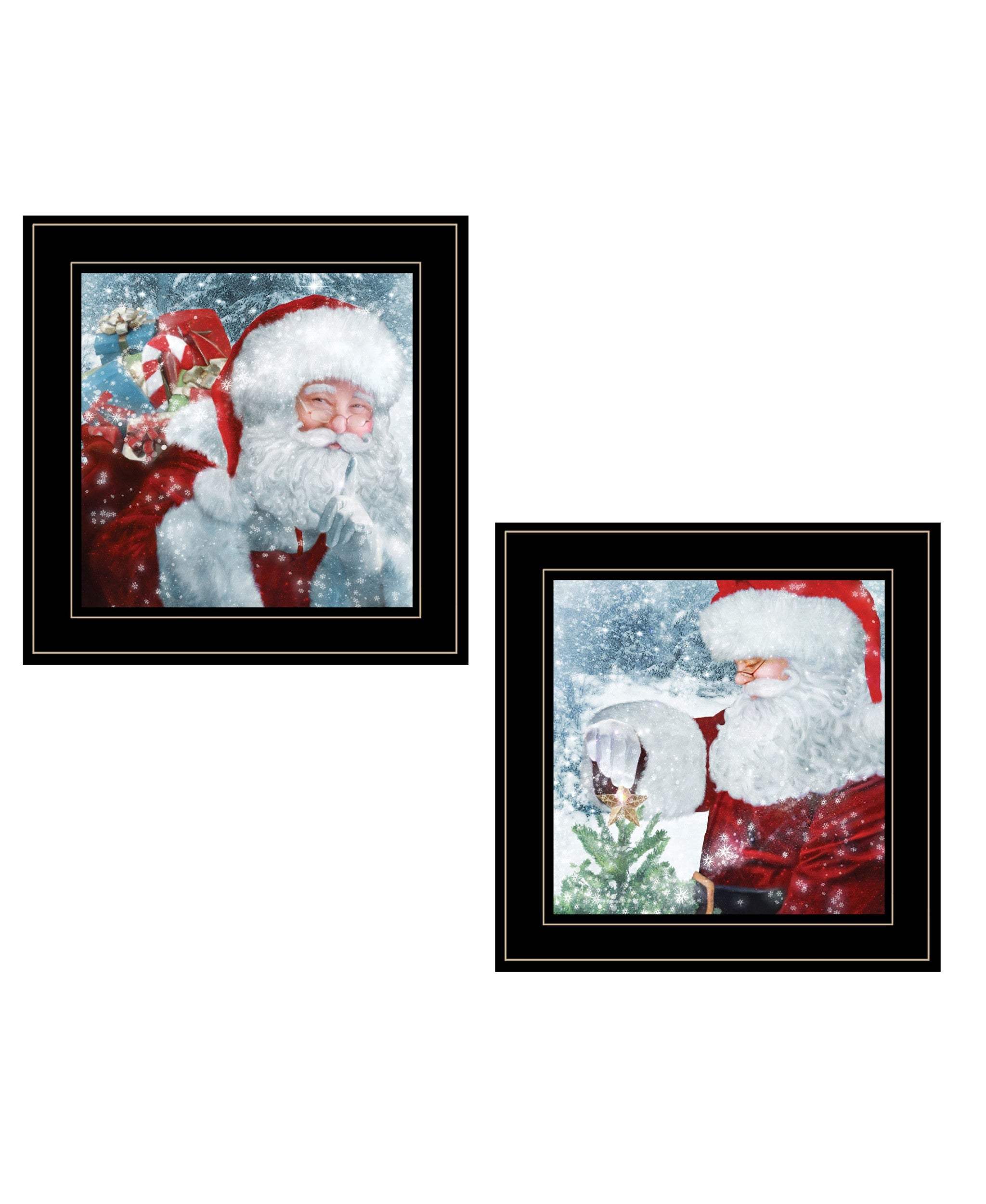 Set Of Two Santas Blessings Black Framed Print Wall Art - Homeroots - Flyclothing LLC