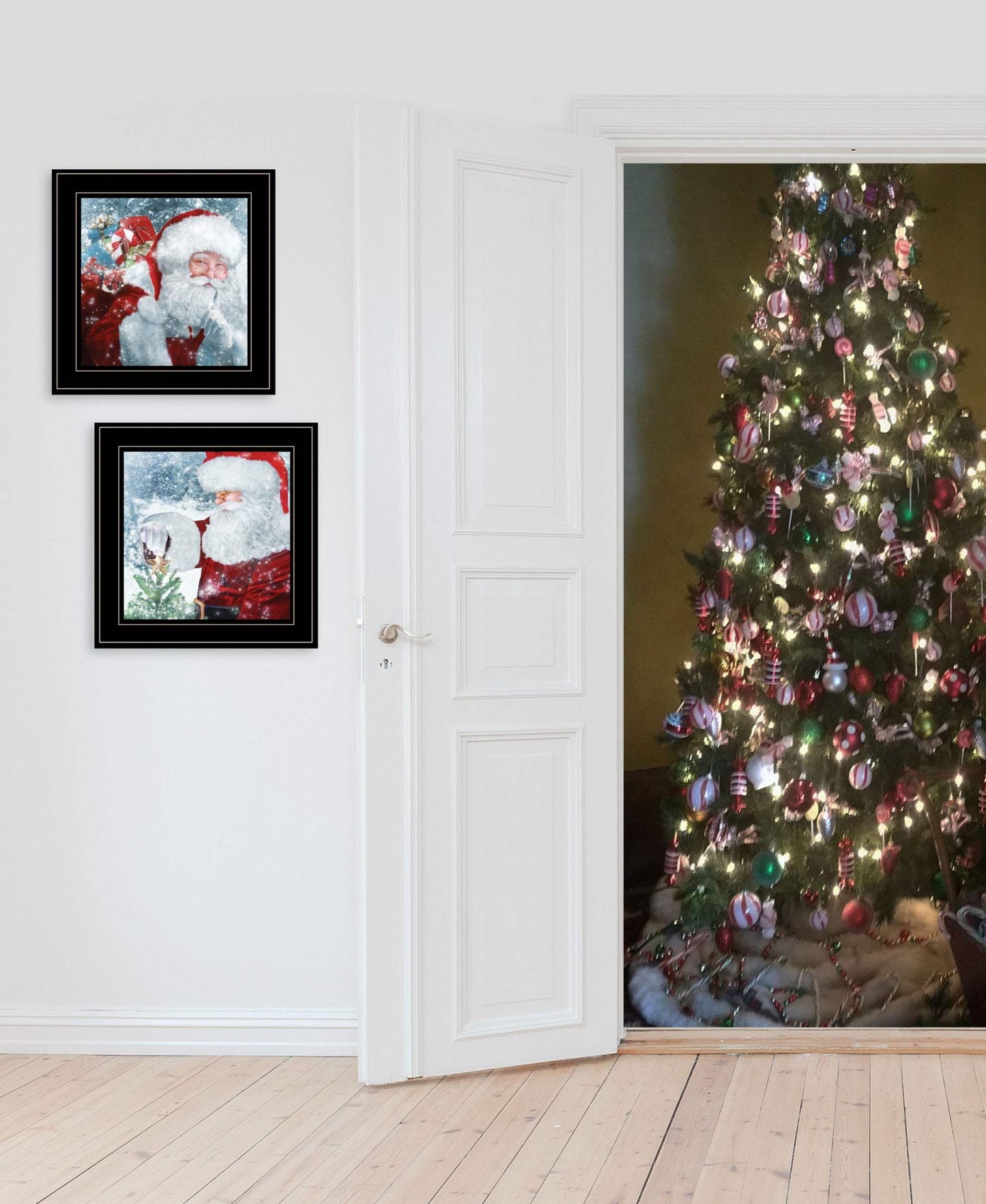 Set Of Two Santas Blessings Black Framed Print Wall Art - Homeroots - Flyclothing LLC