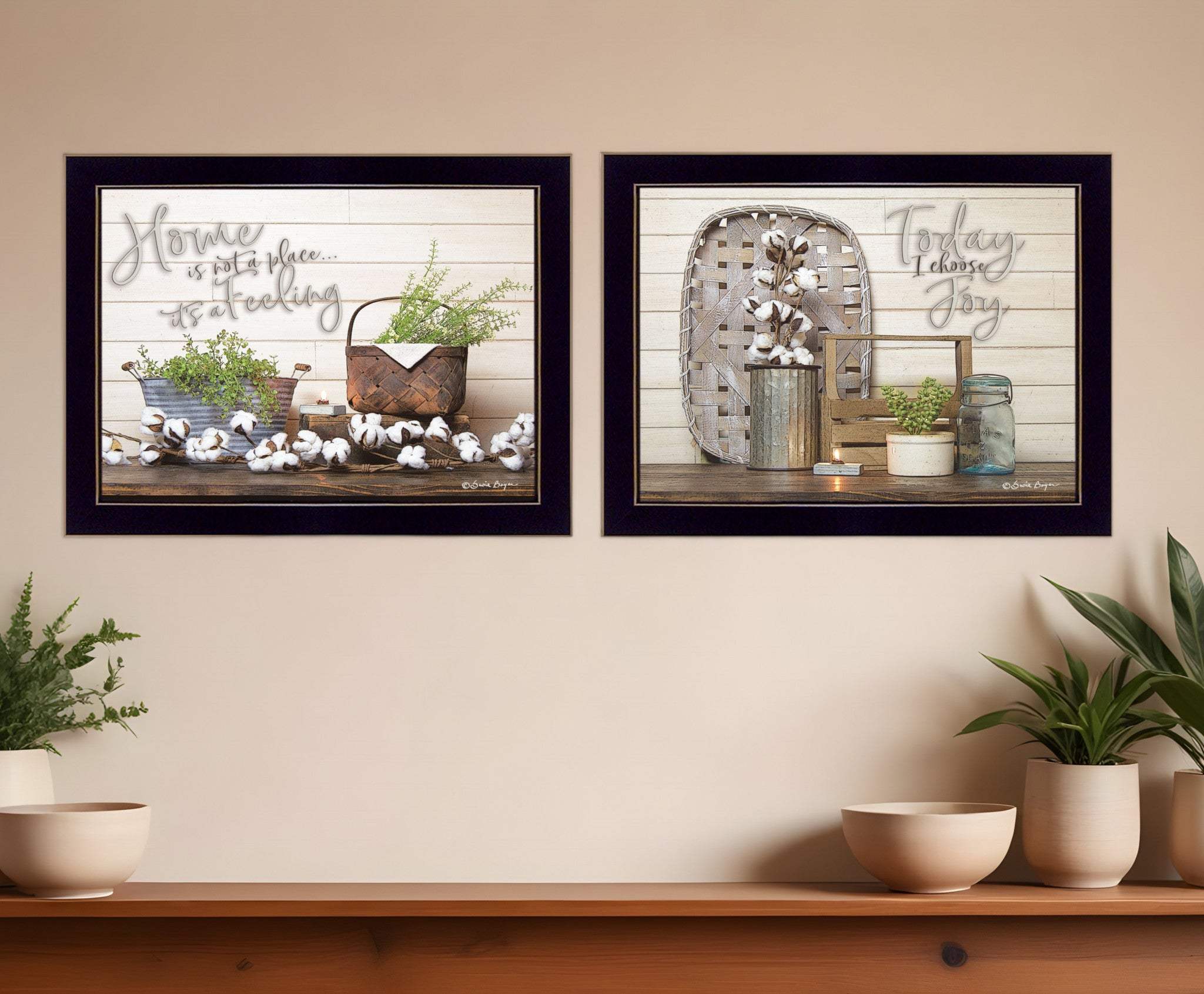 Set Of Two Choose Joy Black Framed Print Wall Art - Homeroots - Flyclothing LLC