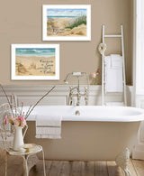 Set Of Two Sand Castle and Footprints 2 White Framed Print Wall Art - Homeroots - Flyclothing LLC