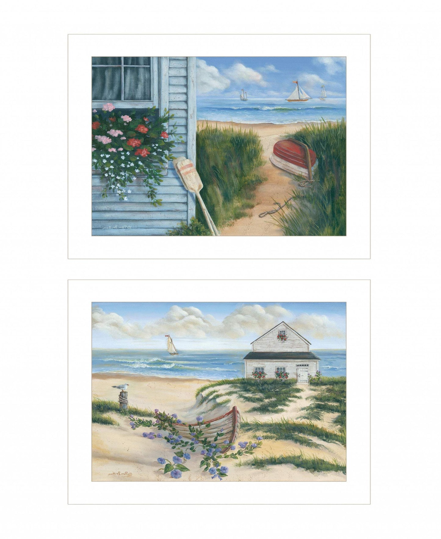 Set Of Two Sand Castle and Footprints 3 White Framed Print Wall Art - Homeroots - Flyclothing LLC