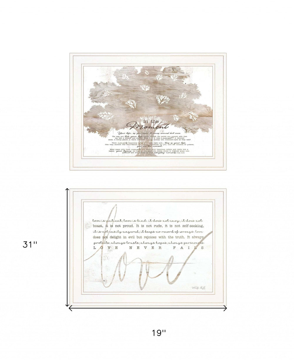 Set Of Two Love In the Moment White Framed Print Wall Art - Homeroots - Flyclothing LLC