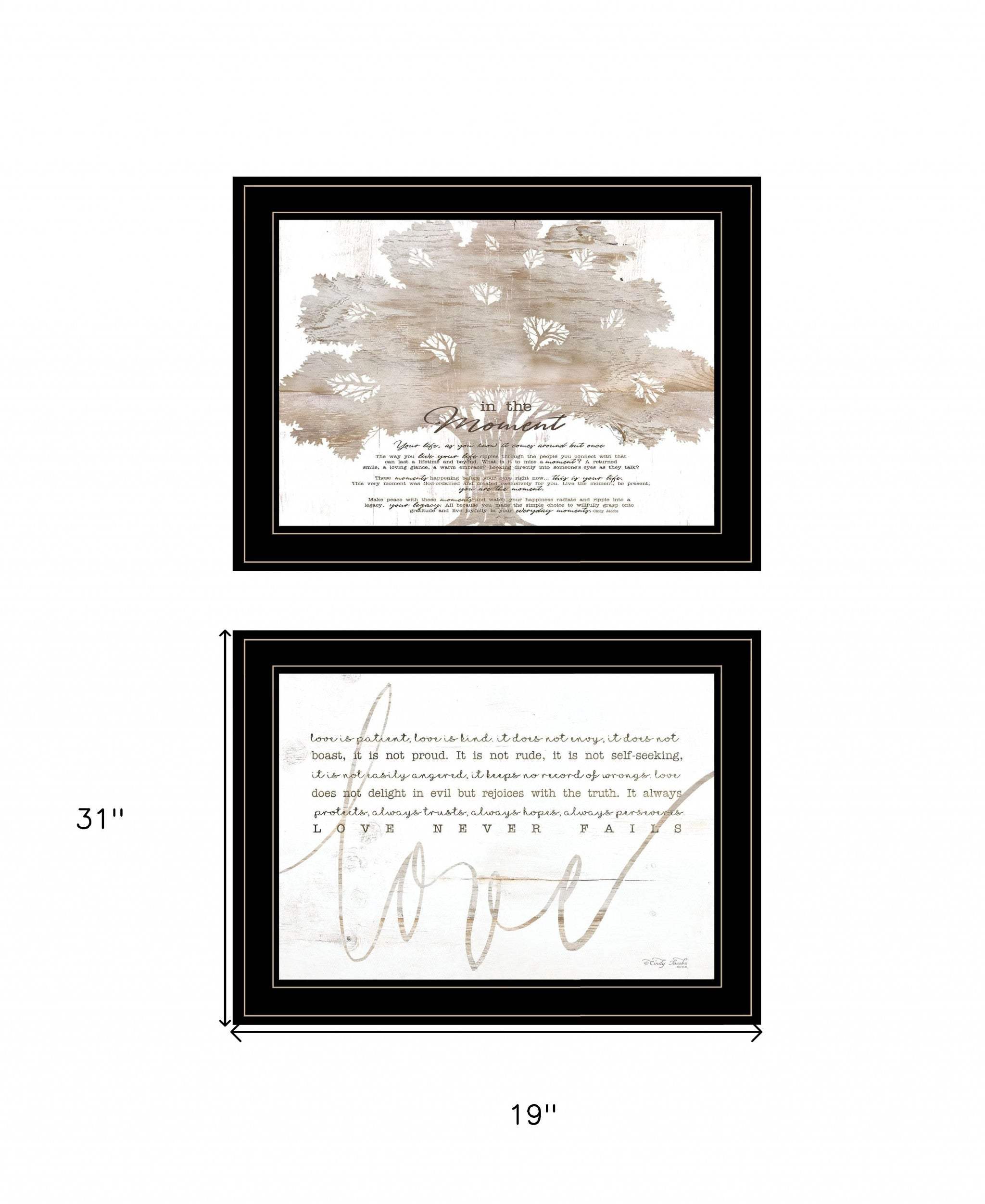 Set Of Two Love or In the Moment 1 Black Framed Print Wall Art - Homeroots - Flyclothing LLC