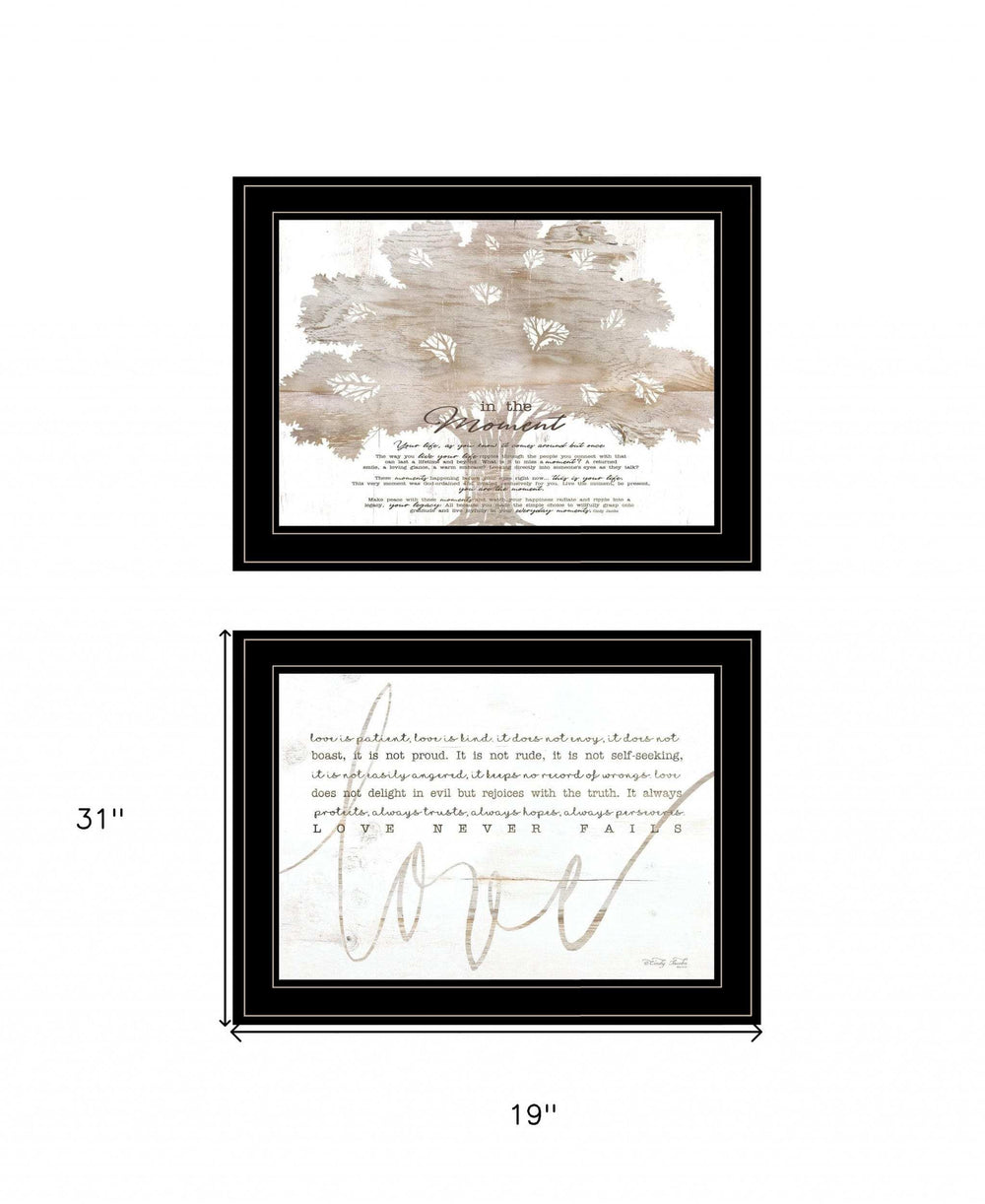 Set Of Two Love or In the Moment 1 Black Framed Print Wall Art - Homeroots - Flyclothing LLC