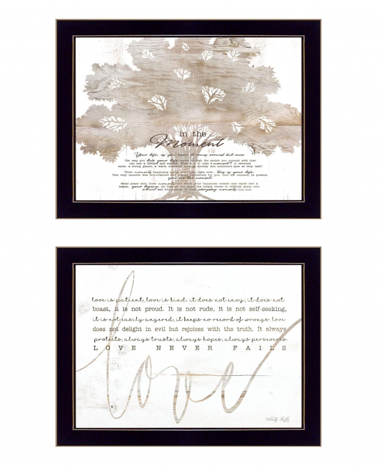Set Of Two Love or In the Moment 2 Black Framed Print Wall Art - Homeroots - Flyclothing LLC