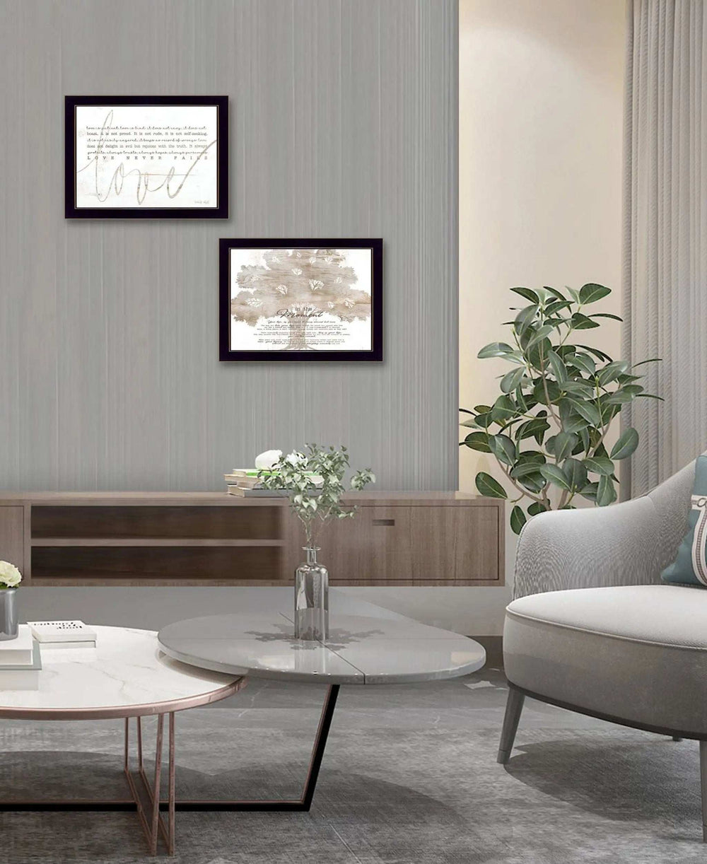 Set Of Two Love or In the Moment 2 Black Framed Print Wall Art - Homeroots - Flyclothing LLC