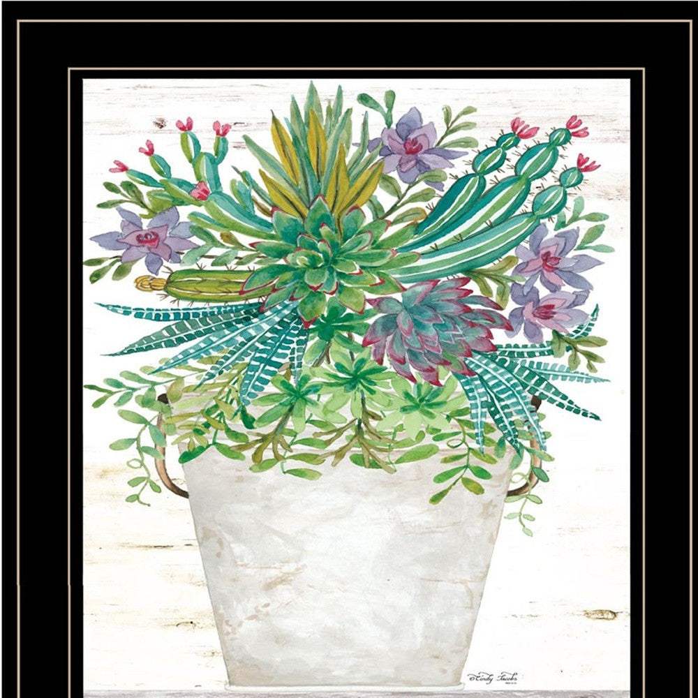 Set Of Two Succulents Dream and Believe Black Framed Print Wall Art - Homeroots - Flyclothing LLC