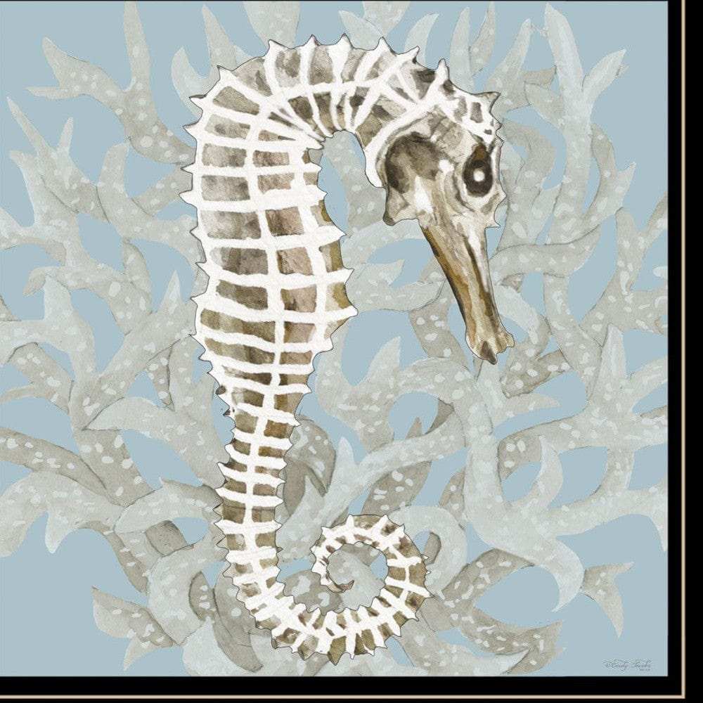 Set Of Two Coral Seahorse 1 Black Framed Print Wall Art - Homeroots - Flyclothing LLC