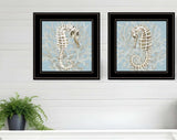 Set Of Two Coral Seahorse 1 Black Framed Print Wall Art - Homeroots - Flyclothing LLC