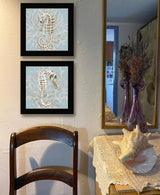 Set Of Two Coral Seahorse Black Framed Print Wall Art - Homeroots - Flyclothing LLC