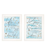 Set Of Two Life Is White Framed Print Wall Art - Homeroots - Flyclothing LLC