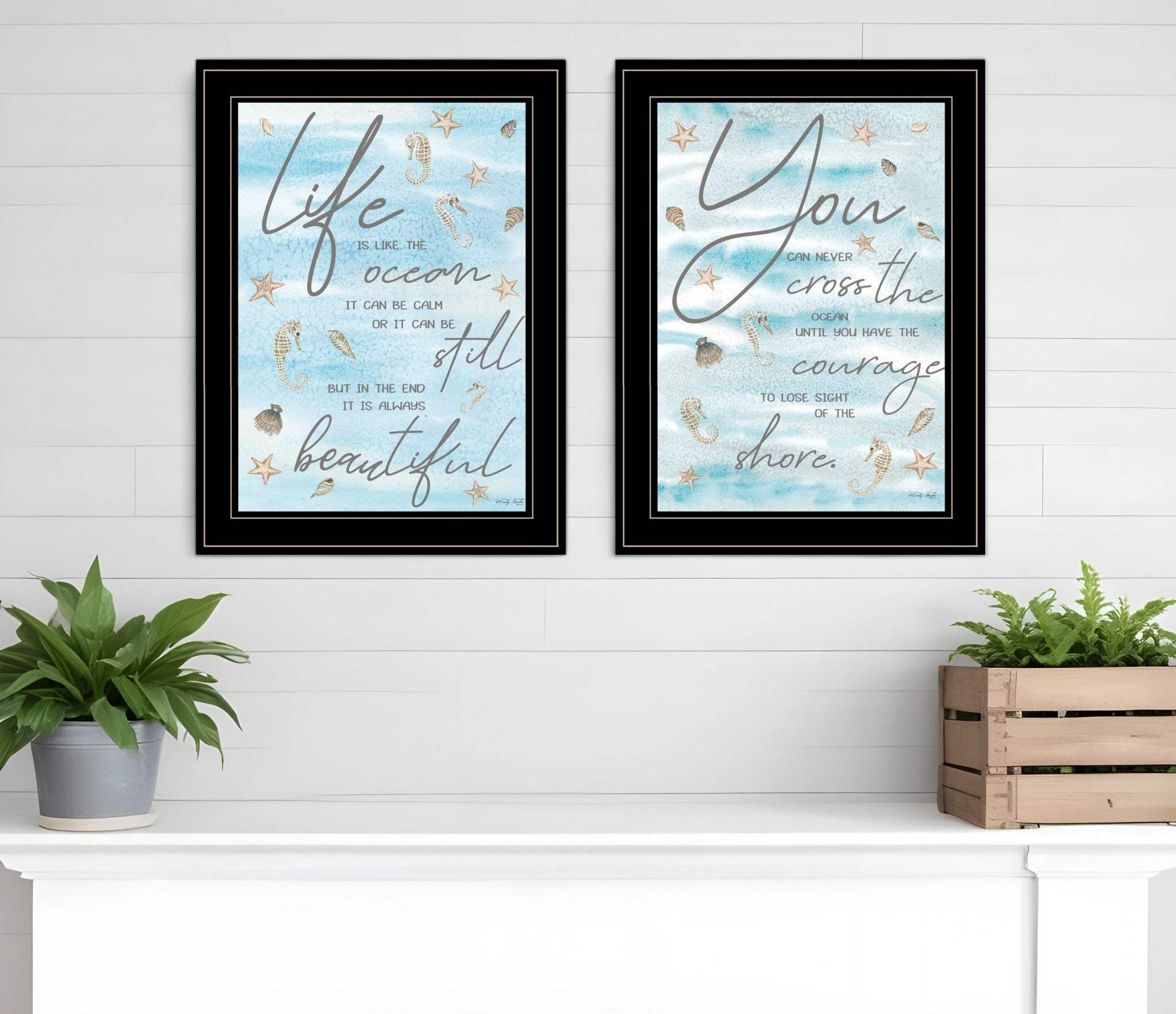 Set Of Two Life Is Black Framed Print Wall Art - Homeroots - Flyclothing LLC