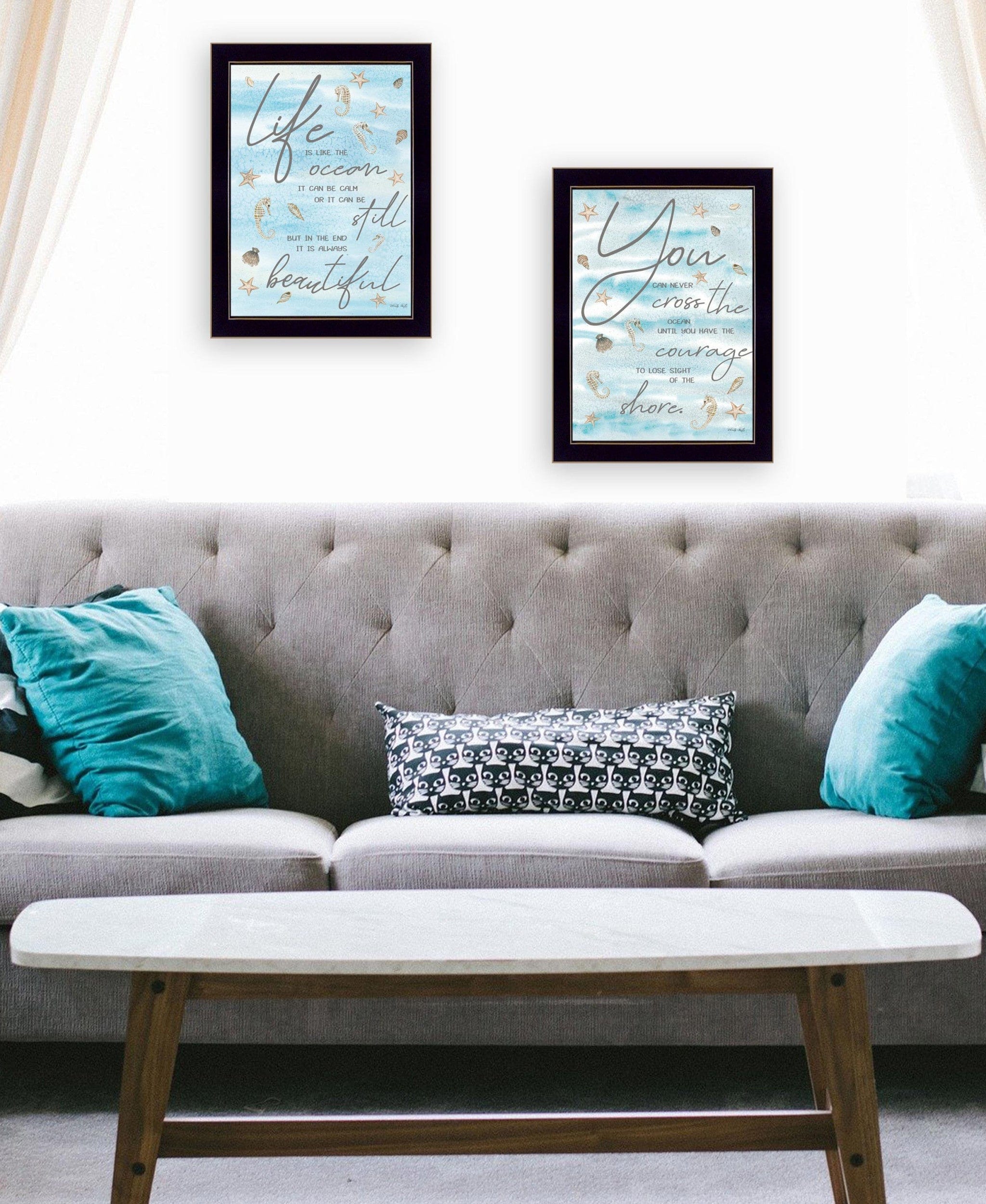 Set Of Two Life Is Black Framed Print Wall Art