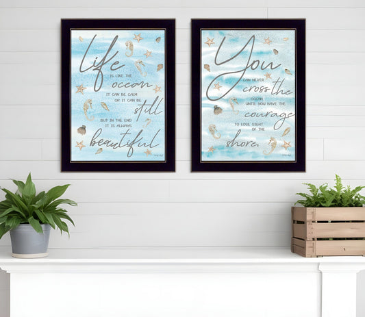 Set Of Two Life Is Black Framed Print Wall Art