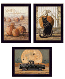 Set Of Three Harvest Moon Black Framed Print Kitchen Wall Art - Homeroots