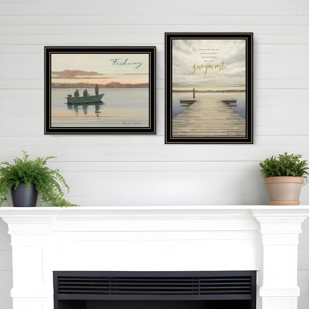Set Of Two Lake Side Reprieve 1 Black Framed Print Wall Art - Homeroots