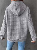 Full Size Textured Kangaroo Pocket Hoodie Plus Size - Trendsi - Flyclothing LLC
