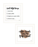 Set Of Two Coffee and Friends Recipe White Framed Print Kitchen Wall Art - Homeroots