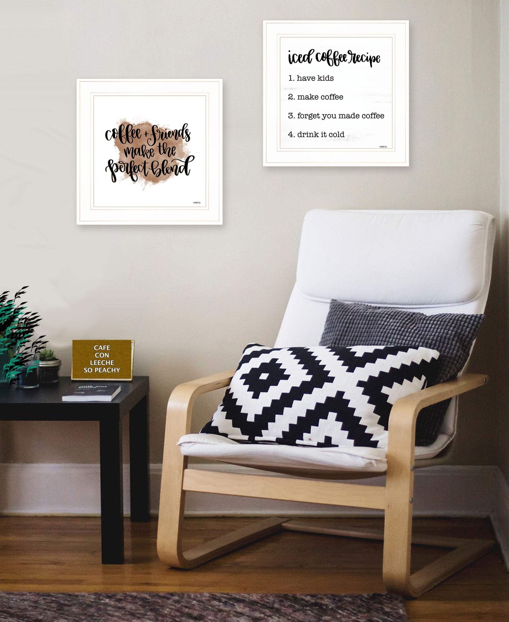 Set Of Two Coffee and Friends Recipe White Framed Print Kitchen Wall Art - Homeroots - Flyclothing LLC