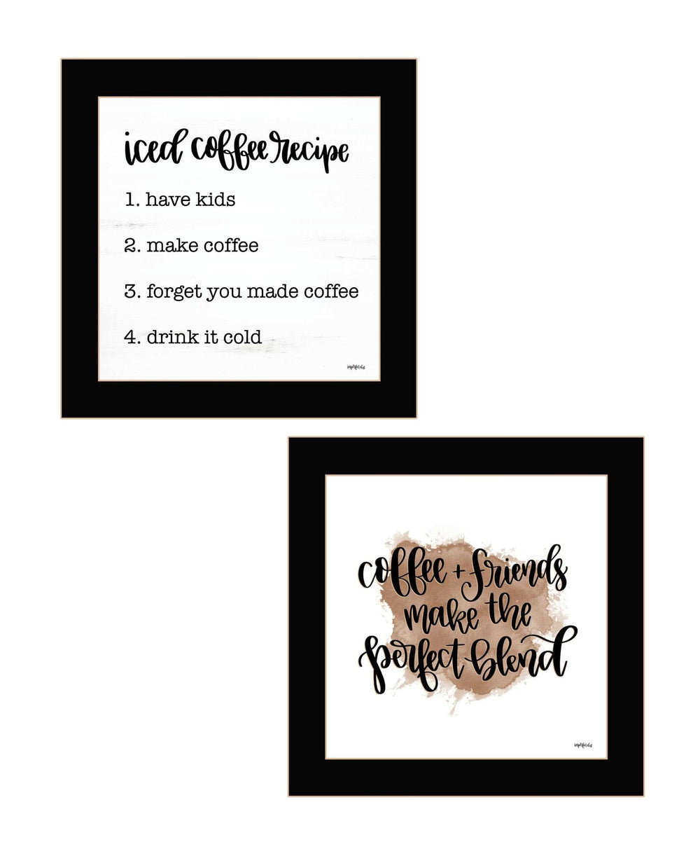 Set Of Two Coffee and Friends Recipe Black Framed Print Kitchen Wall Art - Homeroots - Flyclothing LLC