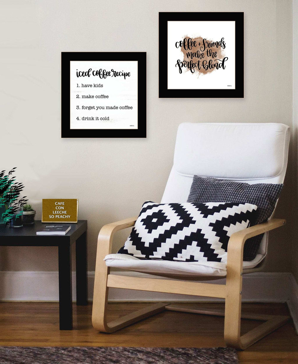 Set Of Two Coffee and Friends Recipe Black Framed Print Kitchen Wall Art - Homeroots - Flyclothing LLC