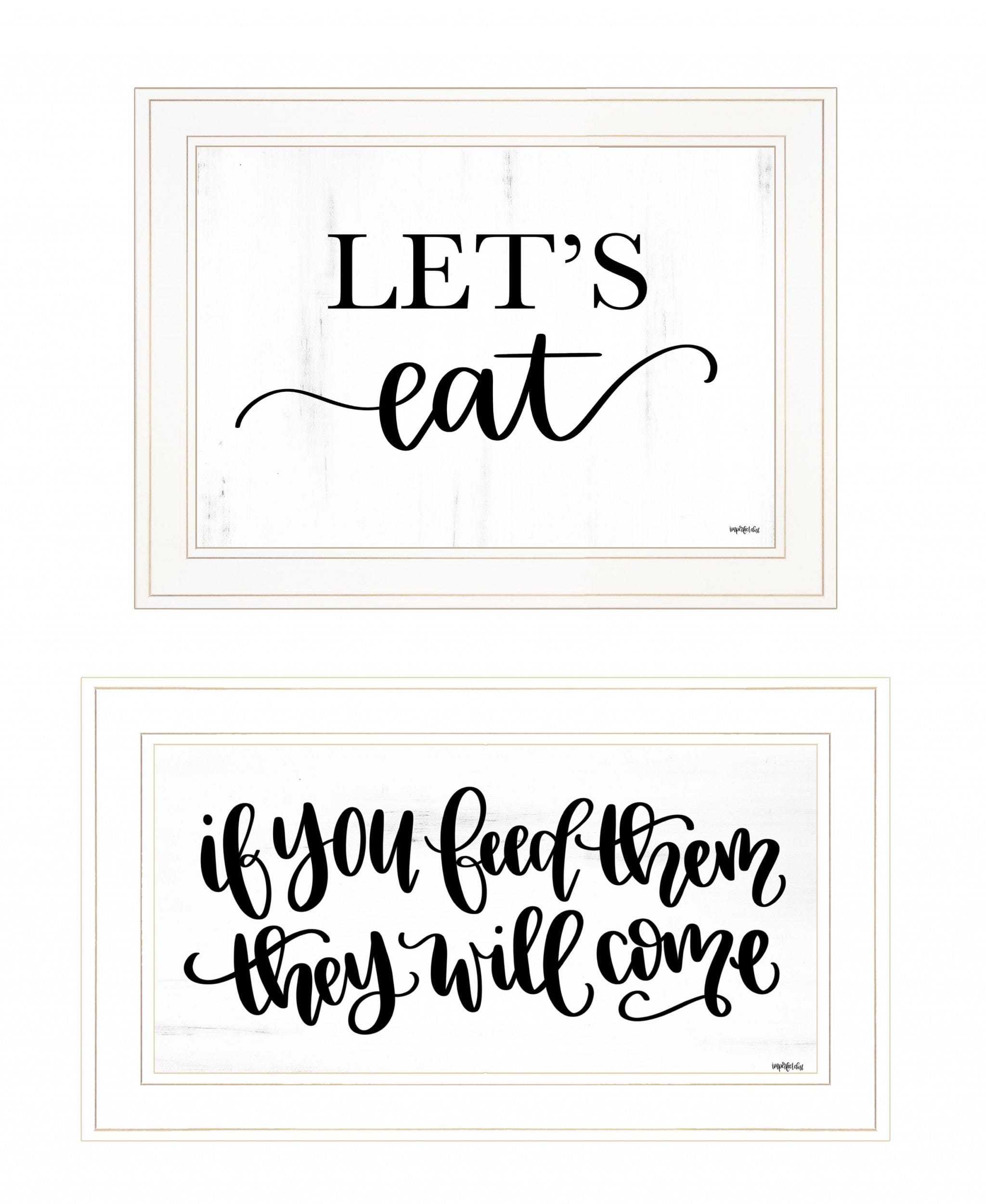 Set Of Two Lets Eat or Feed Them 1 White Framed Print Kitchen Wall Art