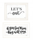 Set Of Two Lets Eat or Feed Them 1 White Framed Print Kitchen Wall Art - Homeroots