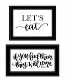 Set Of Two Lets Eat or Feed Them 2 Black Framed Print Kitchen Wall Art - Homeroots