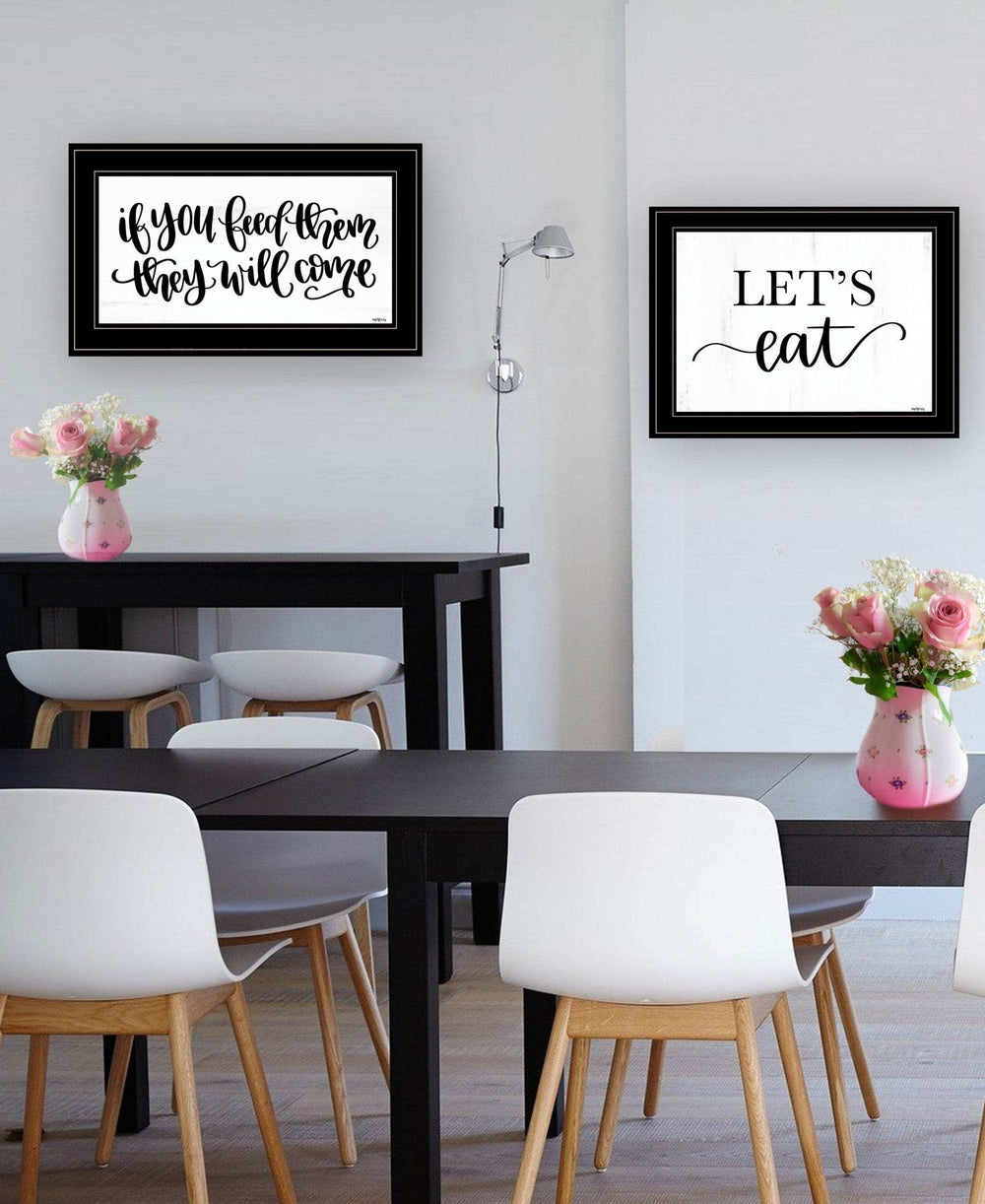 Set Of Two Lets Eat or Feed Them 2 Black Framed Print Kitchen Wall Art - Homeroots - Flyclothing LLC