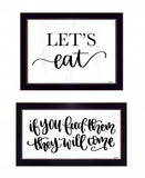 Set Of Two Lets Eat or Feed Them 3 Black Framed Print Kitchen Wall Art - Homeroots