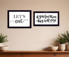 Set Of Two Lets Eat or Feed Them 3 Black Framed Print Kitchen Wall Art - Homeroots
