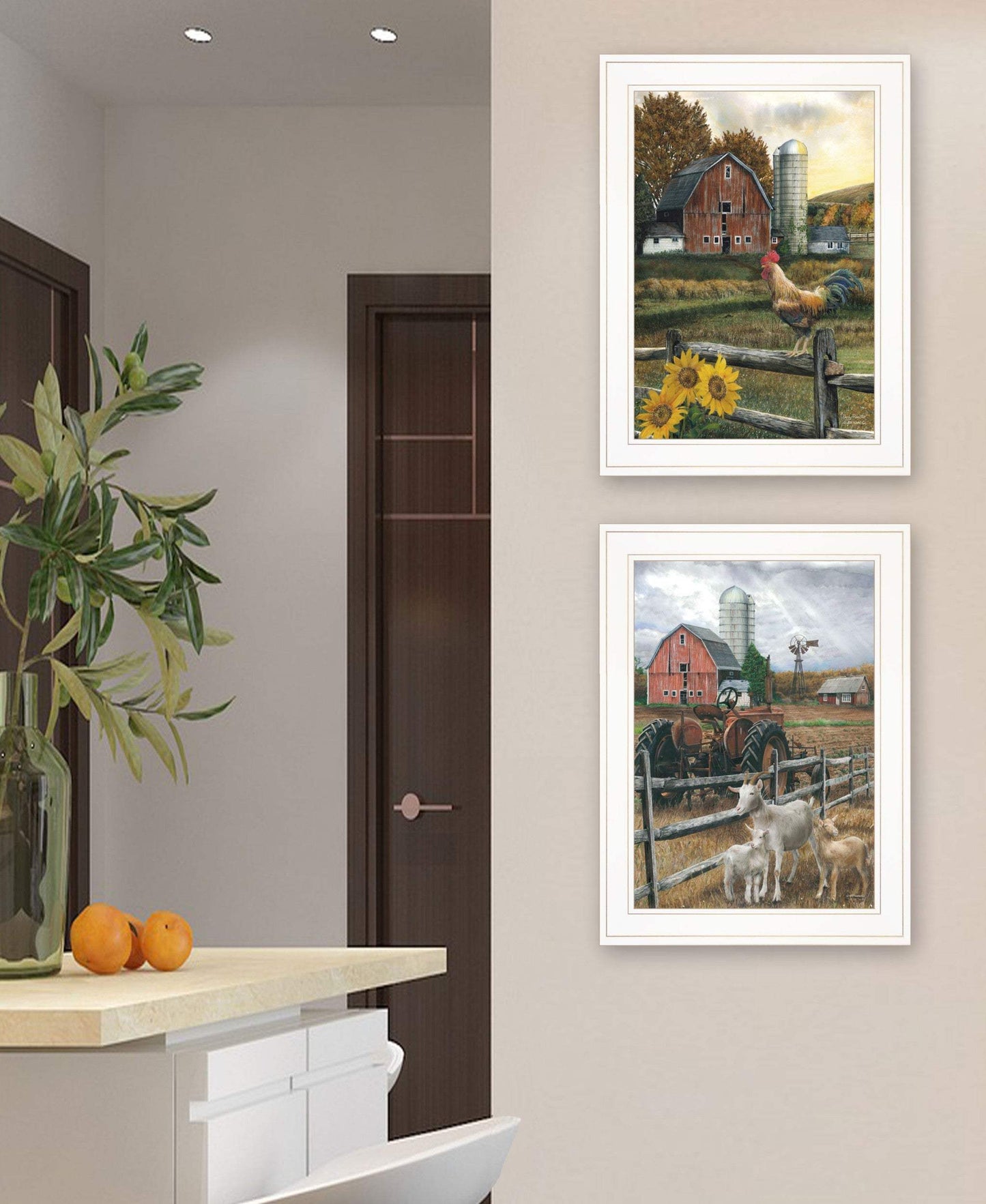 Set Of Two Farm Life White Framed Print Wall Art - Homeroots - Flyclothing LLC