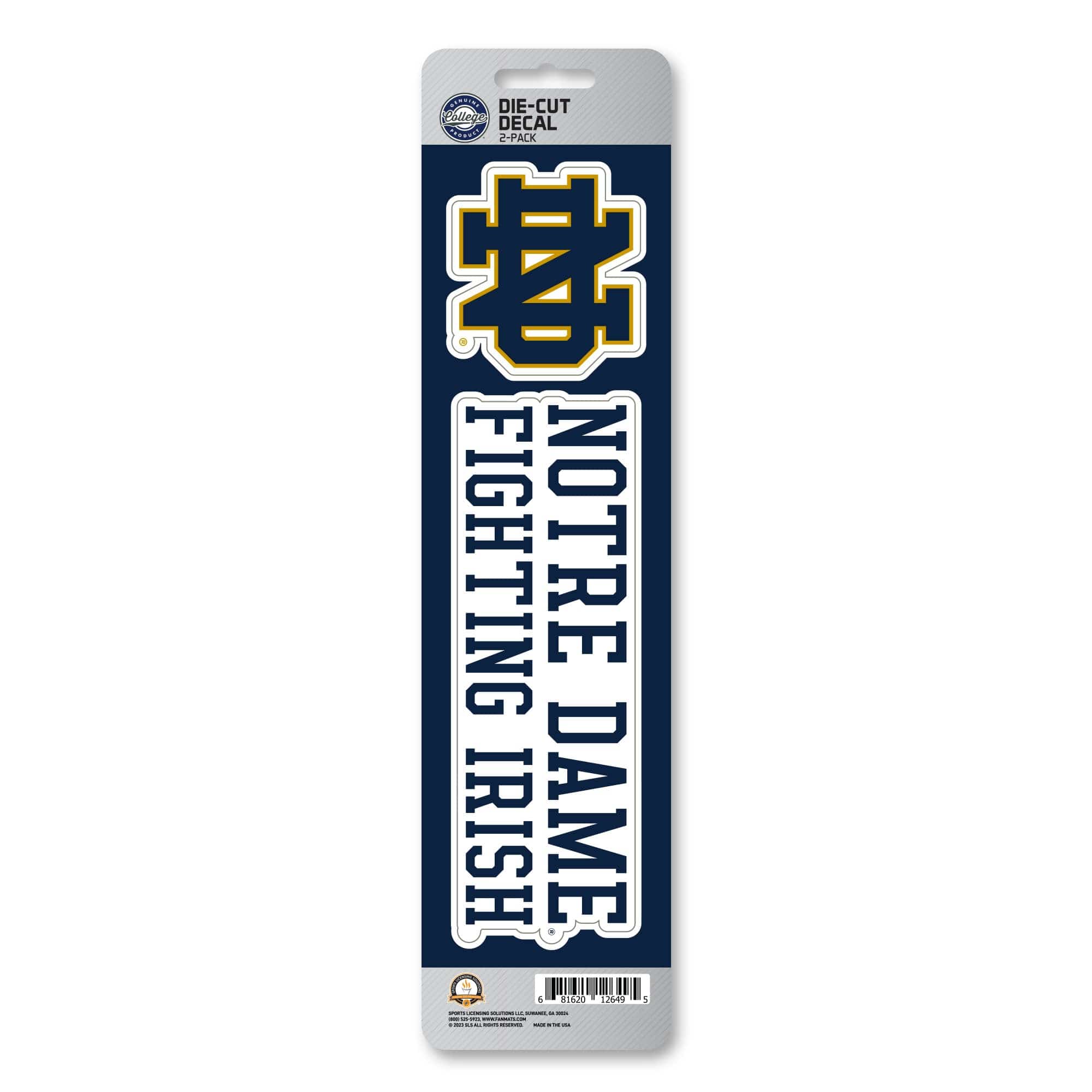 Notre Dame Fighting Irish 2 Piece Team Slogan Decal Sticker Set - Notre Dame