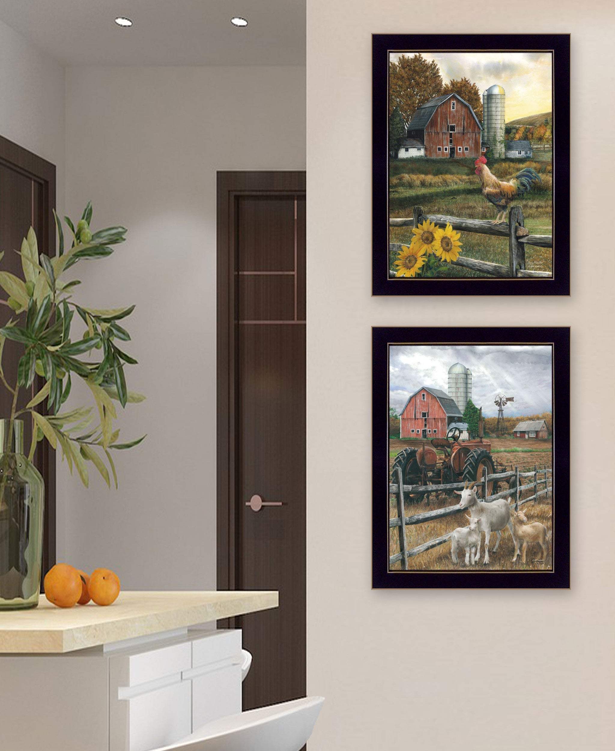 Set Of Two Farm Life Black Framed Print Wall Art - Homeroots - Flyclothing LLC