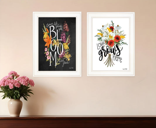 Set Of Two Love and Bloom White Framed Print Wall Art - Homeroots