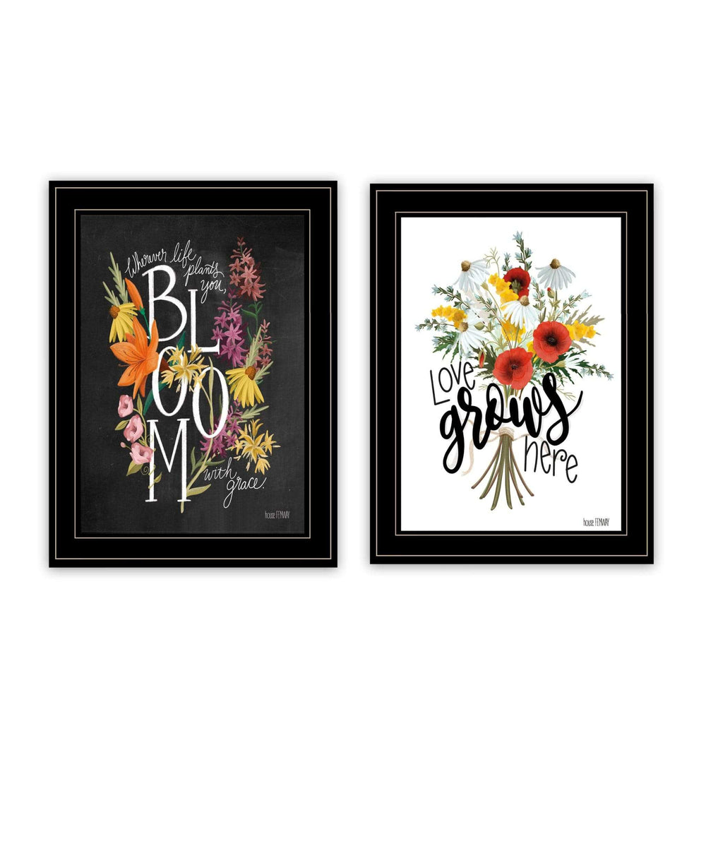 Set Of Two Love and Bloom Black Framed Print Wall Art - Homeroots - Flyclothing LLC