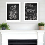 Set Of Two Black and White Flowers in Bloom White Framed Print Wall Art - Homeroots - Flyclothing LLC
