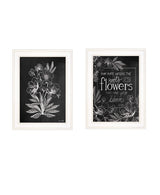 Set Of Two Vintage Flowers in Bloom White Framed Print Wall Art - Homeroots - Flyclothing LLC